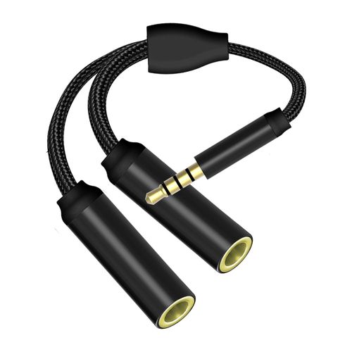 Adaptador de audífonos G Mobile 2 entradas 3.5 mm hembra a 3.5 mm macho, negro