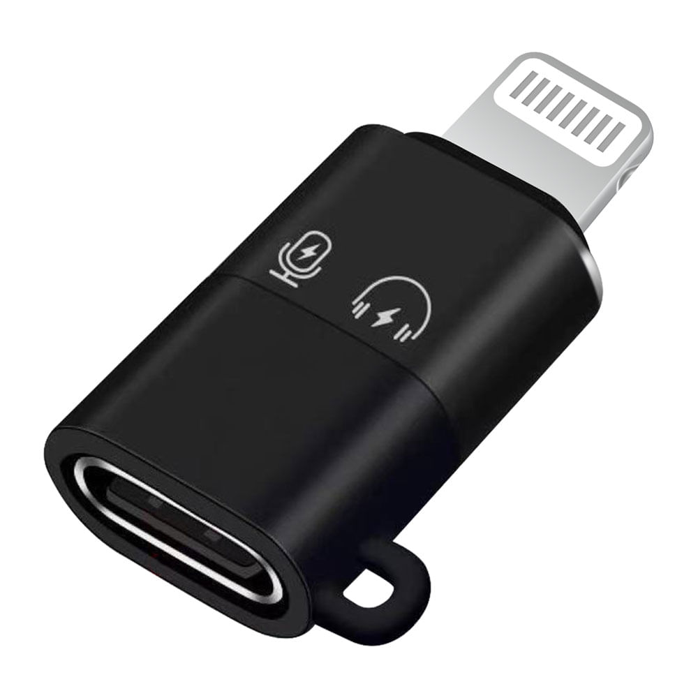 Adaptador de audífonos G Mobile OTG Tipo-C hembra a Lightning macho, negro