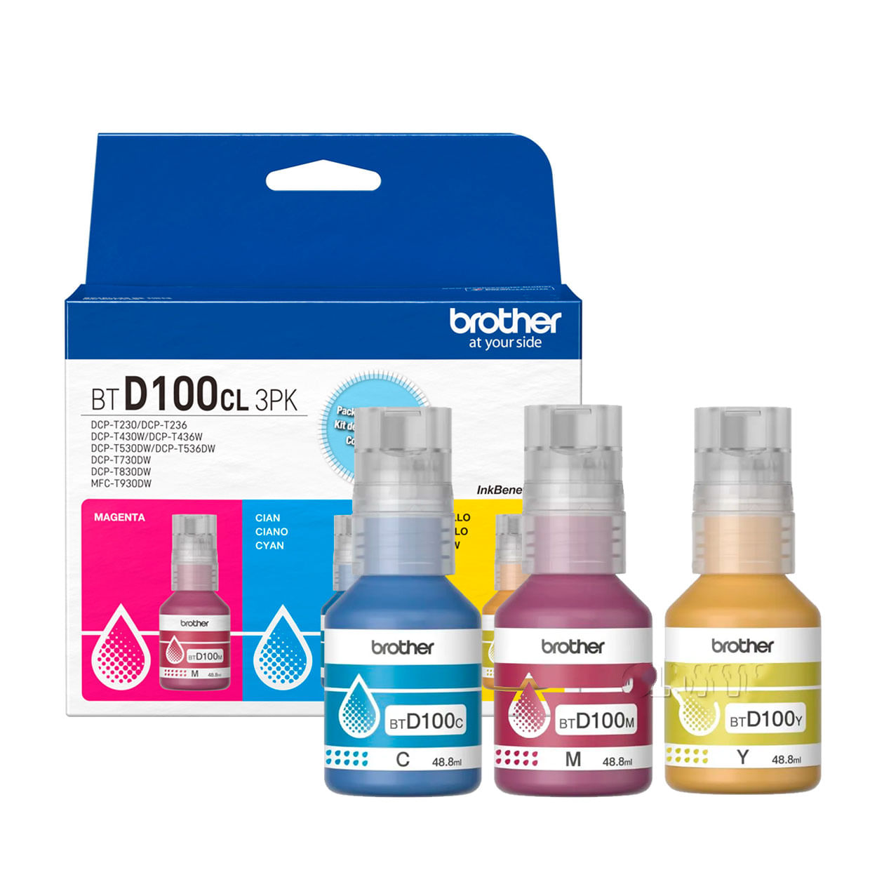 Imagen 1 del producto Tinta Brother Tri-Pack BTD100CL 3PK, rinde 5000 páginas, cyan, magenta y amarillo