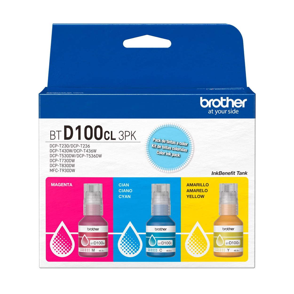 Imagen 2 del producto Tinta Brother Tri-Pack BTD100CL 3PK, rinde 5000 páginas, cyan, magenta y amarillo