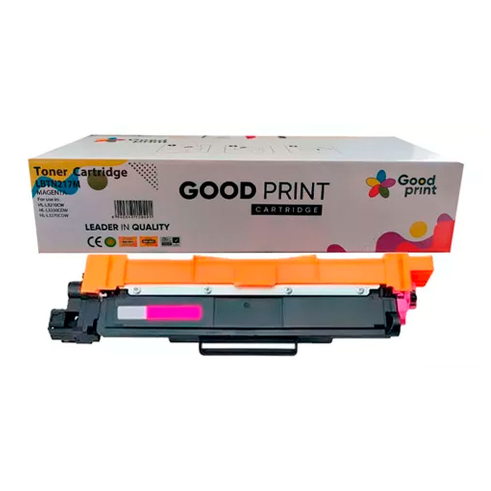 Tóner compatible Brother TN-217M, compatible con L3270, L3551, L3750, rinde 2300 páginas, magenta