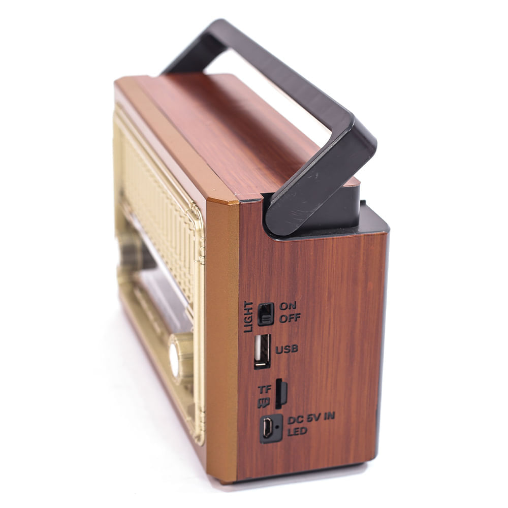 Imagen 2 del producto Reacondicionado: Radio portátil vintage bluetooth con linterna, radio am/fm, usb, batería recargable