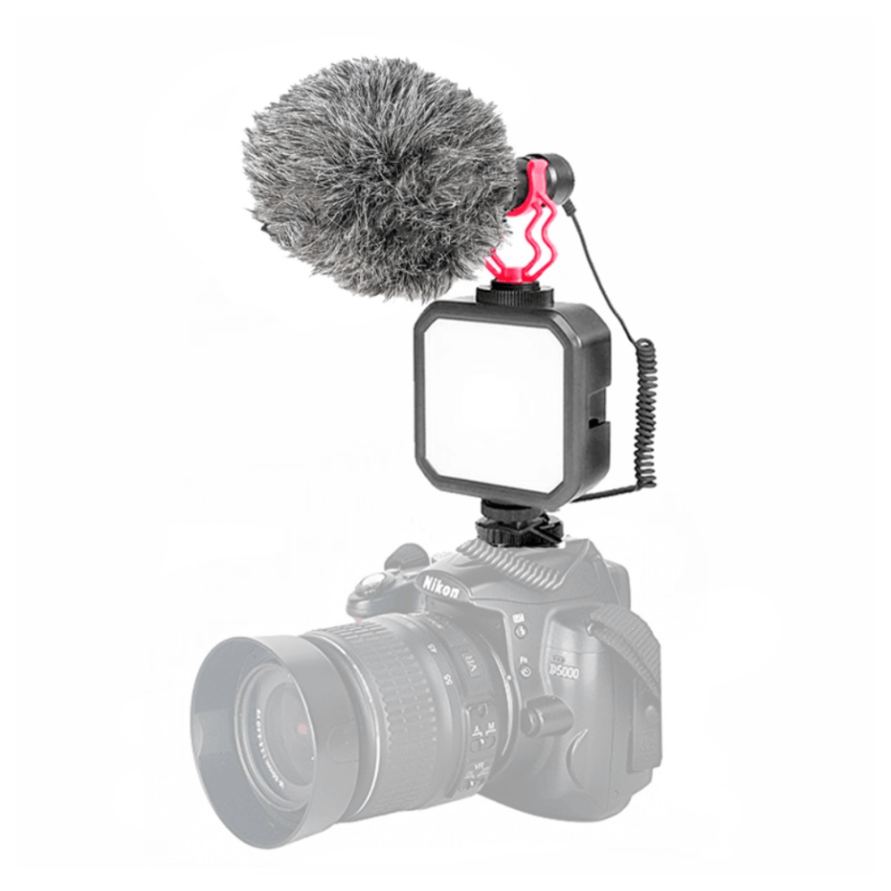 Imagen 2 del producto Kit LED WL62 + mini micrófono condensador GAM-MG1, luz fría-neutra-cálida, sonido profesional, para DSLR, negro