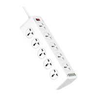 Extensión toma corriente LDNIO SC10610, 10 tomas universales, 6 USB, USB-C QC 3.0, 2500W, cable 2m, protección múltiple
