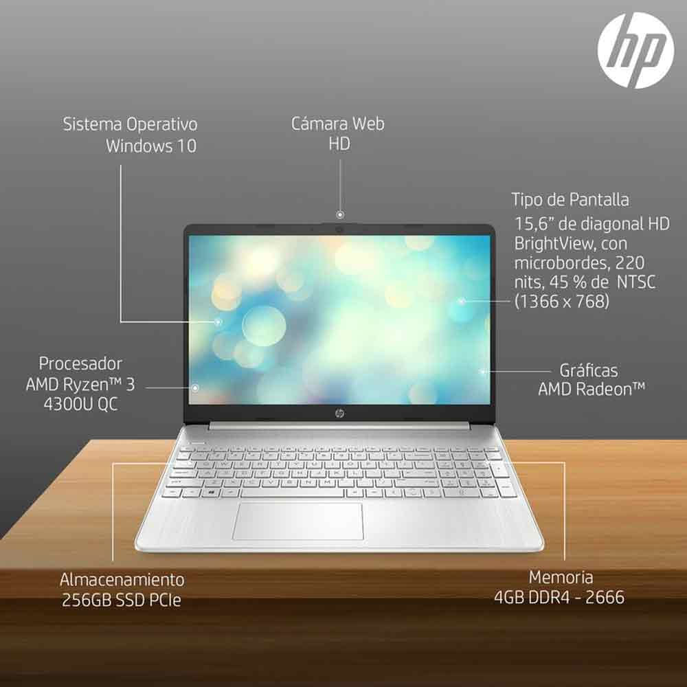 Imagen 2 del producto Reacondicionado: Laptop HP 15-EF1009LA 15.6"" AMD Ryzen 3 4300U, 256GB SSD, 4GB RAM, Radeon, Win11 Home, plateado