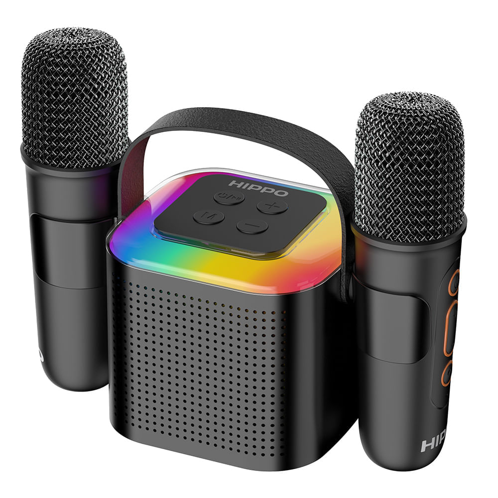Imagen 2 del producto Parlante bluetooth Karaoke Hippo 5W, 2 micrófonos, máx 5 horas, conector Tipo-C (reempacado)