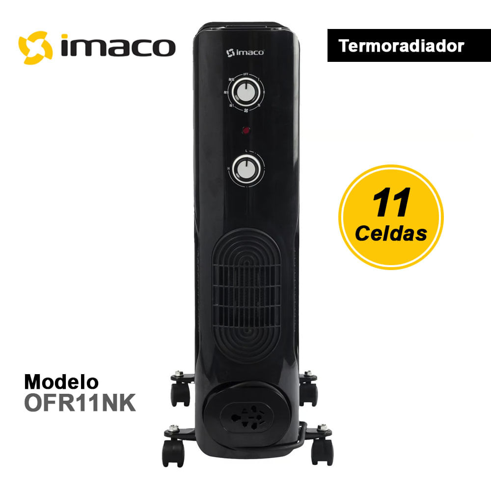 Imagen 2 del producto Estufa termoradiador Imaco OFR11NK, 11 celdas, 2500W, 3 niveles de calor, timer 24h, negro