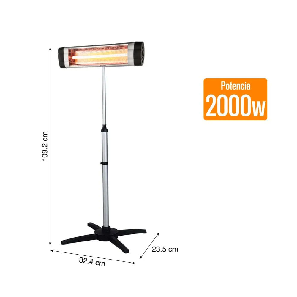Imagen 2 del producto Estufa calentador de patio Imaco PH2000, 2 en 1, 2000W, parante o pared/techo, termostato, seguridad antivuelco