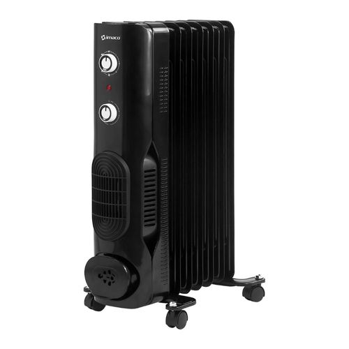 Estufa termoradiador Imaco OFR7NK, 1900W, 7 celdas, 3 niveles, termostato ajustable, protección térmica, negro