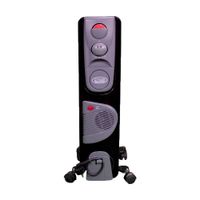 Estufa termoradiador Alfano RJ7T TURBO, 7 celdas, 1500W, 3 niveles de potencia, ruedas de traslado, cobertura 15m², negro