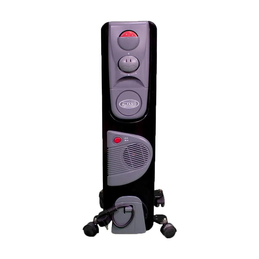 Imagen 1 del producto Estufa termoradiador Alfano RJ7T TURBO, 7 celdas, 1500W, 3 niveles de potencia, ruedas de traslado, cobertura 15m², negro
