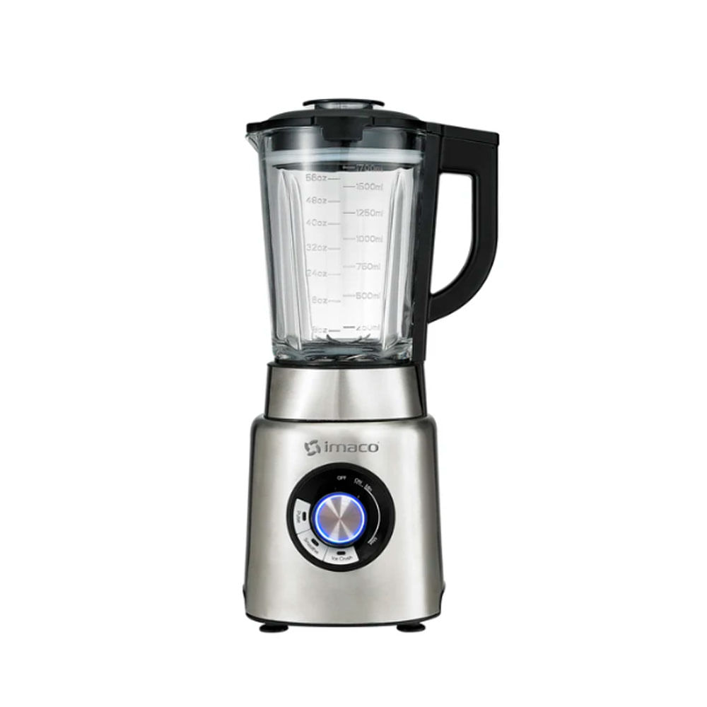 Licuadora Imaco BLS1417 1400W, vaso de vidrio de 1.7 litros, acero inoxidable, múltiples funciones, pica hielo, acero