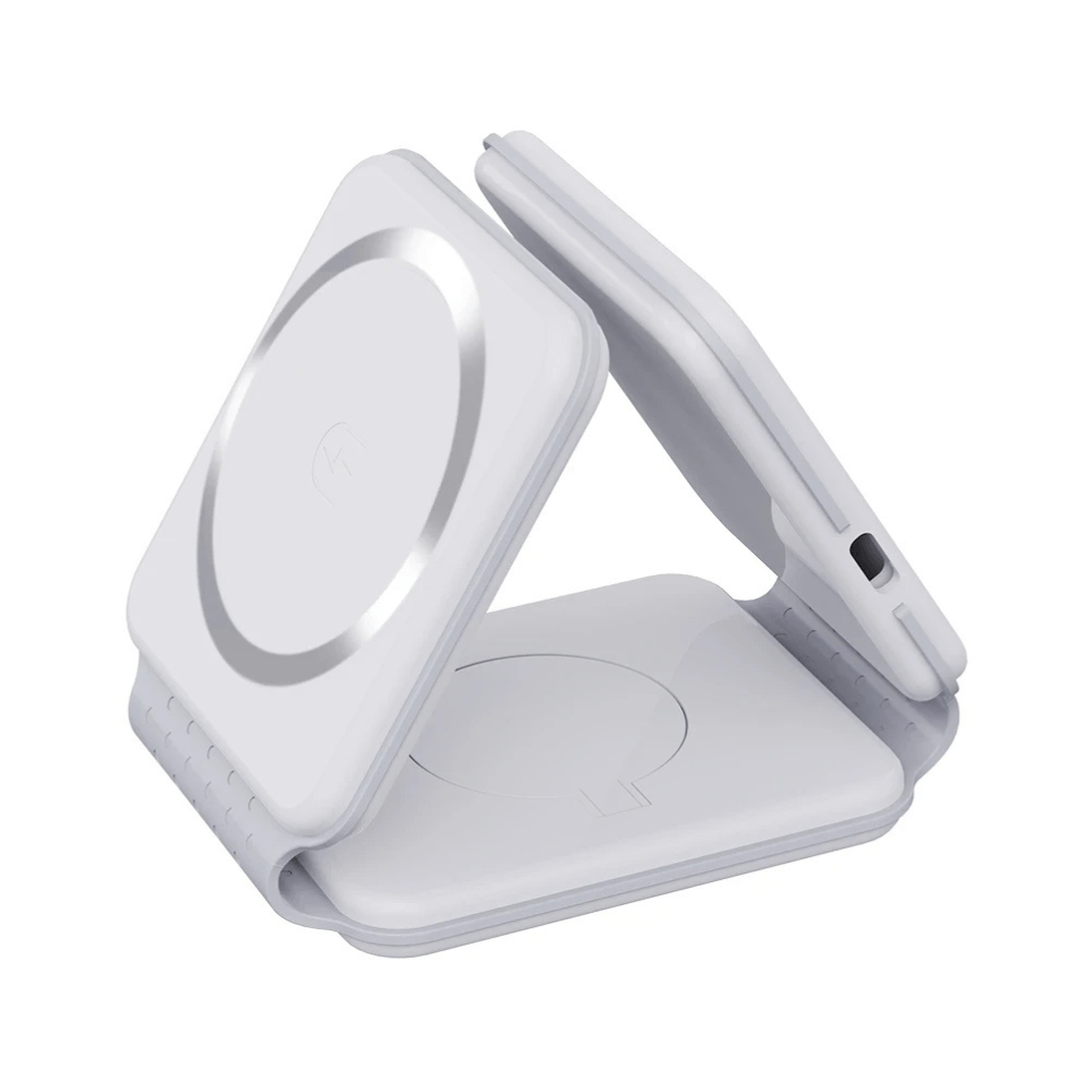 Cargador inalámbrico OEM, multifuncional, magnético 3 en 1, potencia 15W, blanco