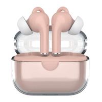 Audífonos bluetooth True Wireless Decibel Crystal Pods resistente IPX4 duración máx 24 horas con estuche de carga música y lamadas rosado + Accesorios