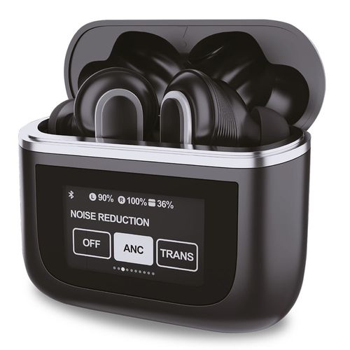 Audífonos bluetooth True Wireless Decibel Touch Pro cancelación de ruido, resistente al agua IPX4, duración máx. 40 horas con estuche de carga, negro