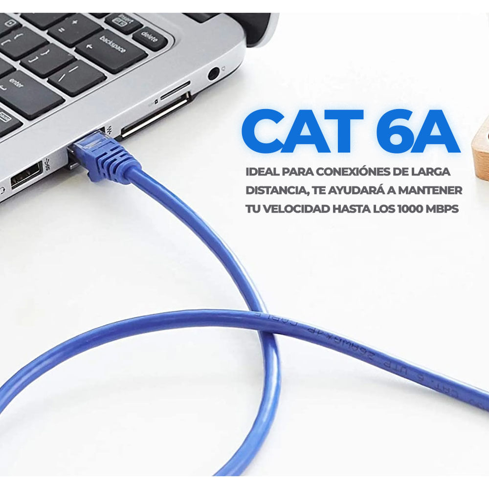 Imagen 2 del producto Cable de red Gadget cat 6A, 50 metros, alta velocidad, azul