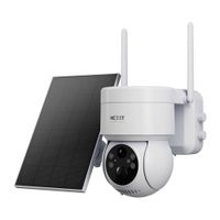 Cámara de seguridad Nexxt PTZ 2K QHD, visión nocturna, detección humana, recargable, panel solar, Wi-Fi, compatible Alexa y Google Home, blanco