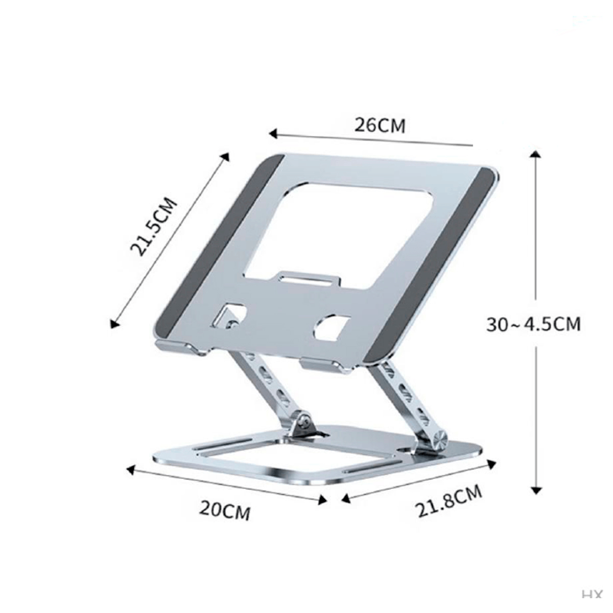 Imagen 2 del producto Soporte metálico ajustable para laptop y tablet, ergonómico, antideslizante, aluminio, 7” a 17.9”, plateado