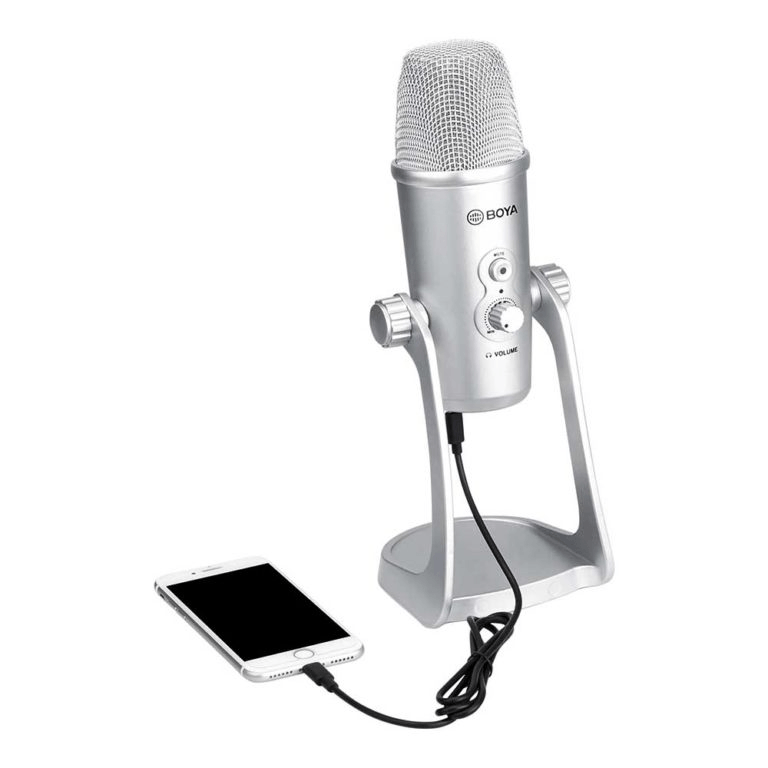 Imagen 2 del producto Micrófono de condensador Boya BY-PM700SP, para podcast, alámbrico, cardioide 80 dB, plateado