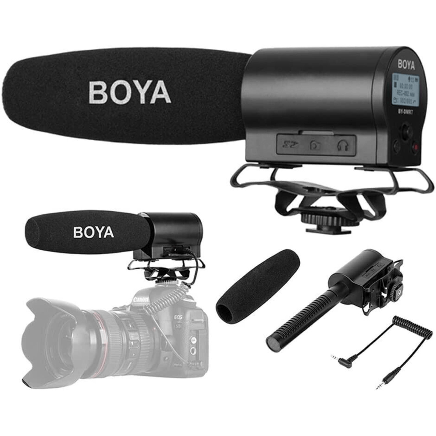 Micrófono de cañón Boom Boya BY-DMR7, condensador alámbrico cardioide 78dB SPL grabaciones, negro