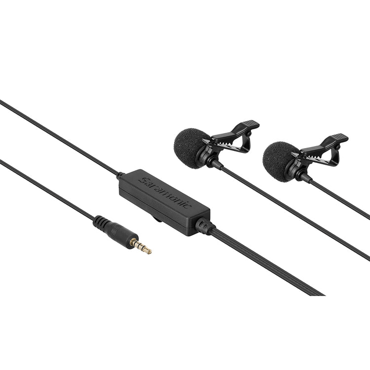 Imagen 1 del producto Micrófono solapero Saramonic LavMicro 2M, para dos personas, condensador alámbrico, omnidireccional, negro