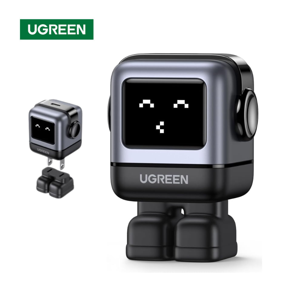 Imagen 2 del producto Cargador Ugreen Robot 30 W, tipo C, pantalla led, carga rápida NEXODE, negro