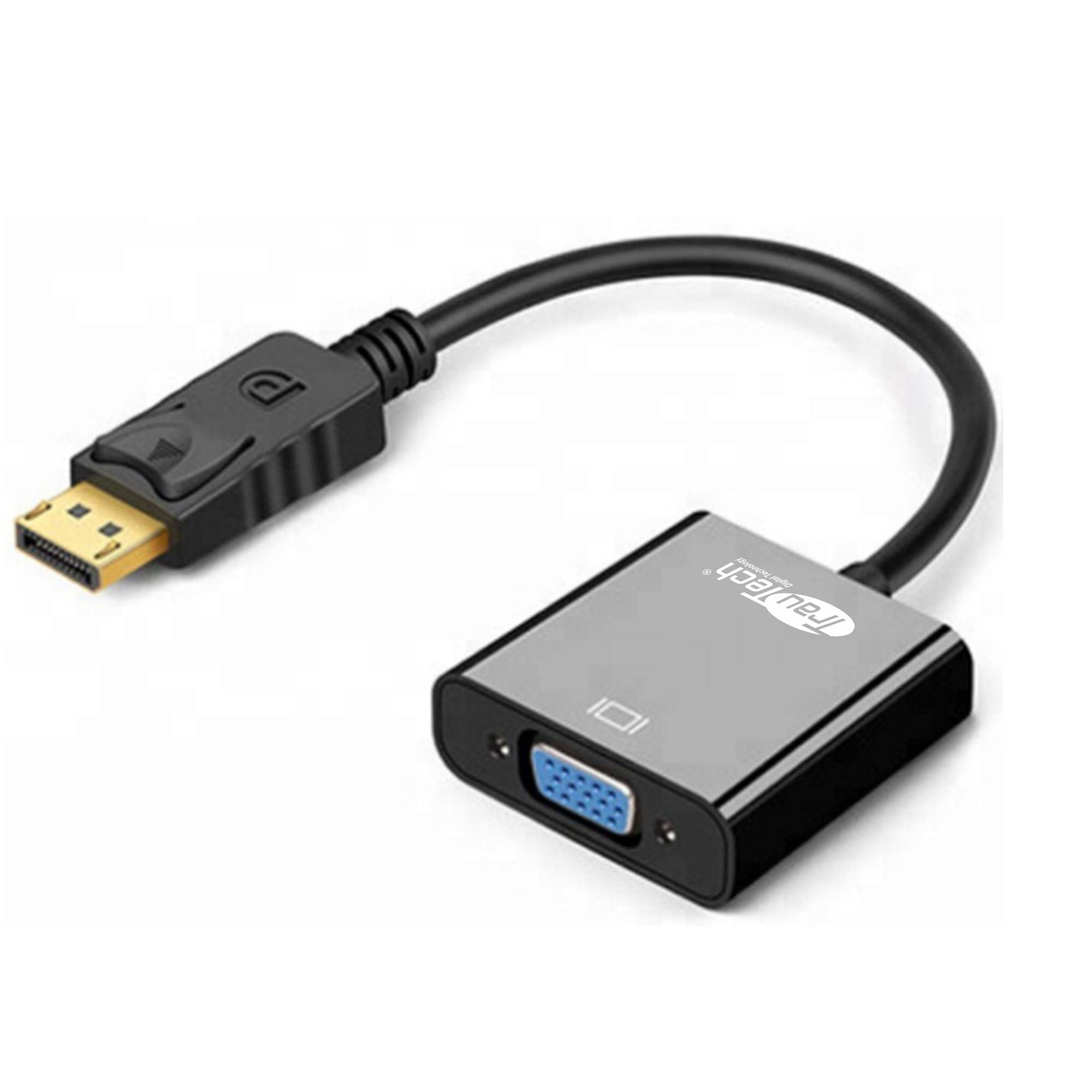 Adaptador DisplayPort a VGA Trautech, DP macho a VGA hembra, resolución hasta 1080p, plug and play, compacto
