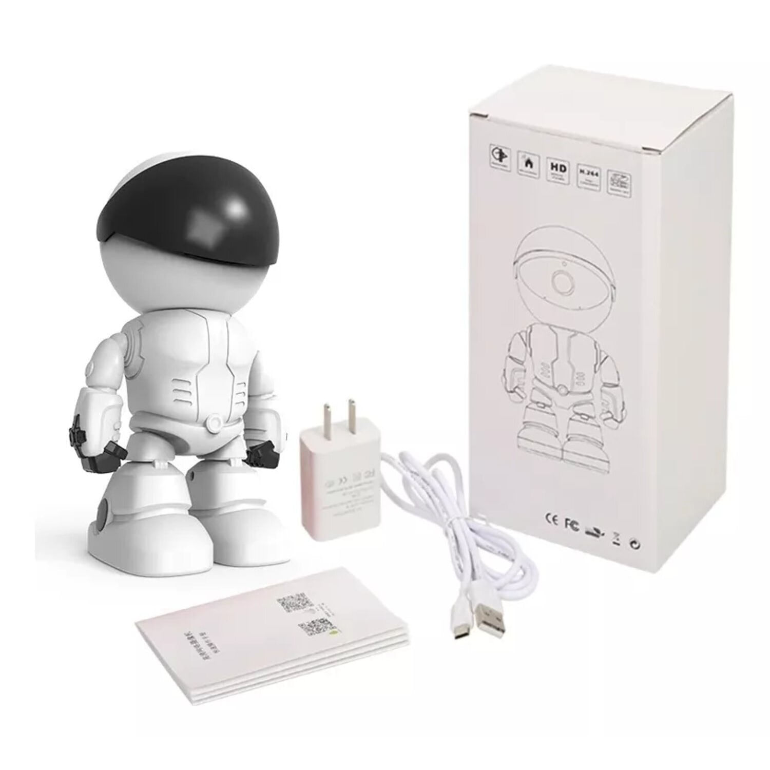 Imagen 2 del producto Monitor robot de bebé cámara Wi-Fi HD, seguridad, visión nocturna, blanco