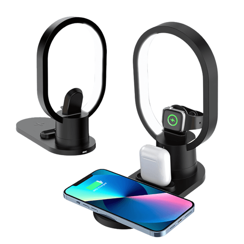 Cargador inalámbrico de carga rápida,  4 en 1, negro