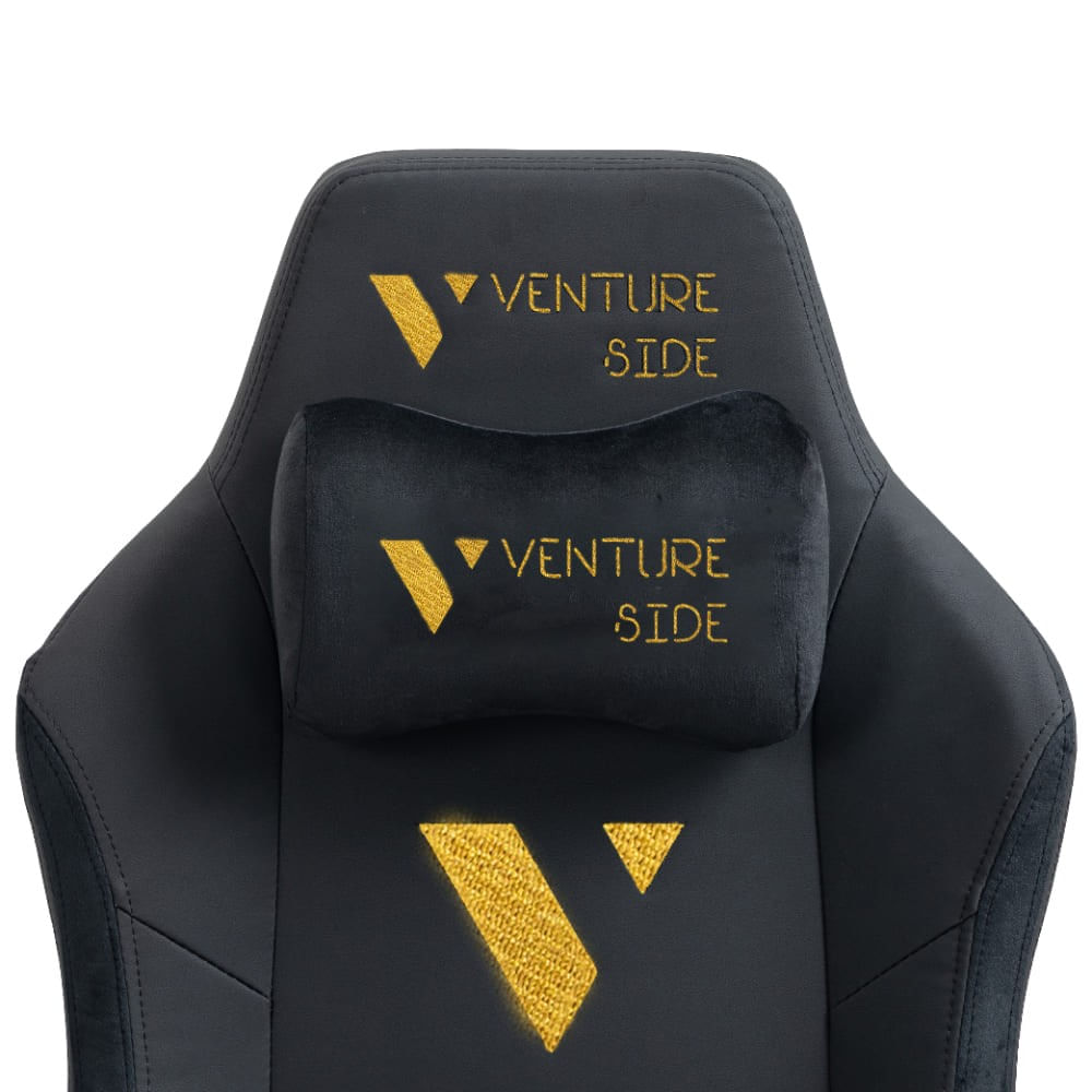 Imagen 2 del producto Silla gamer Venture Side prime oro, almohadilla cuero, inteligente, magnética reclinable, negro