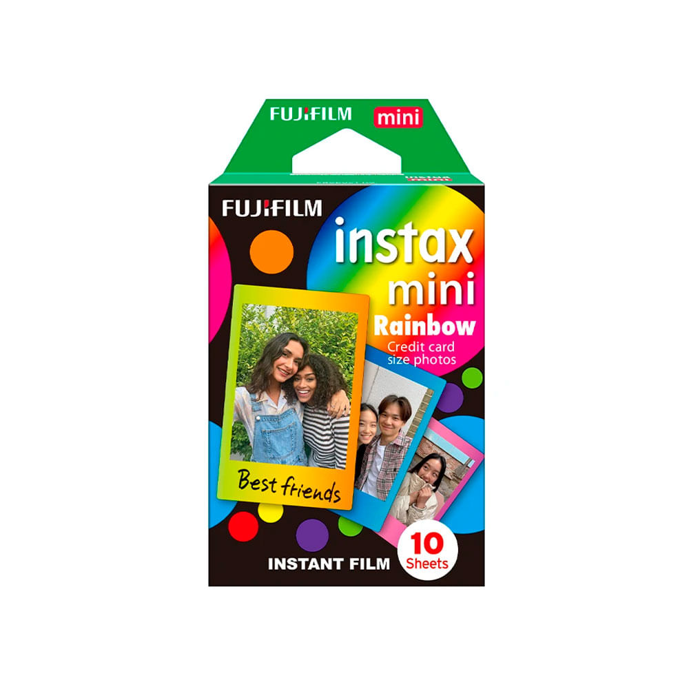 Pack Fujifilm Instax Mini Rainbow x10, fotos vibrantes, acabado brillante, revelado rápido
