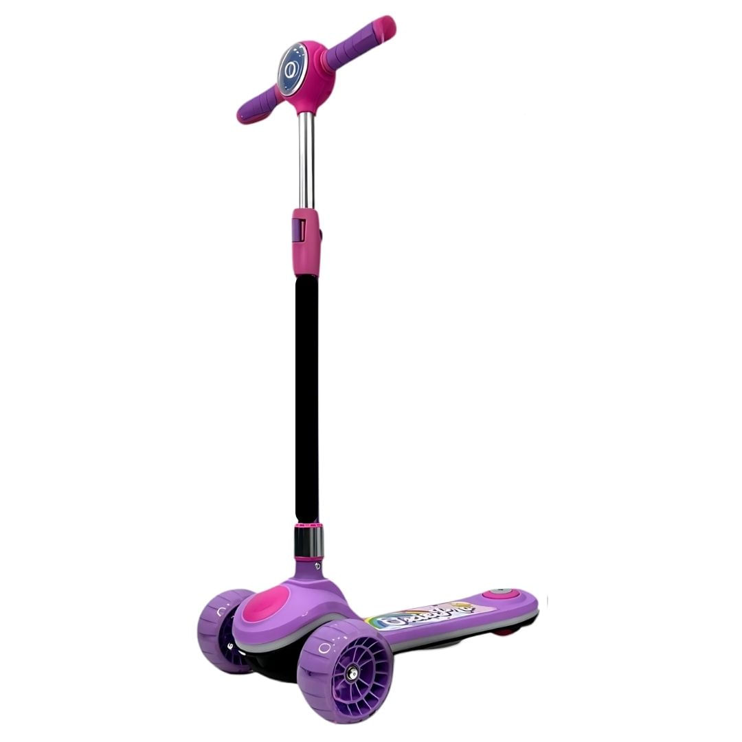 Scooter con faro para niños S Elite, ruedas con luces, mango ergonómico, altura ajustable, fucsia