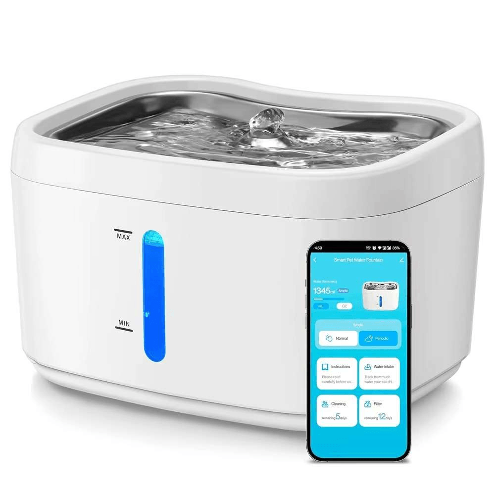 Bebedero inteligente para mascotas, fuente de agua 2.5 litros, filtración multicapa, silencioso