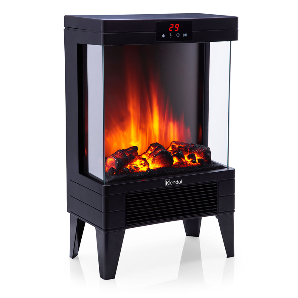Chimenea eléctrica Kendal KCE-96S, 1800W, efecto flama decorativo, termostato 15-38 °C, temporizador 12 horas, control remoto