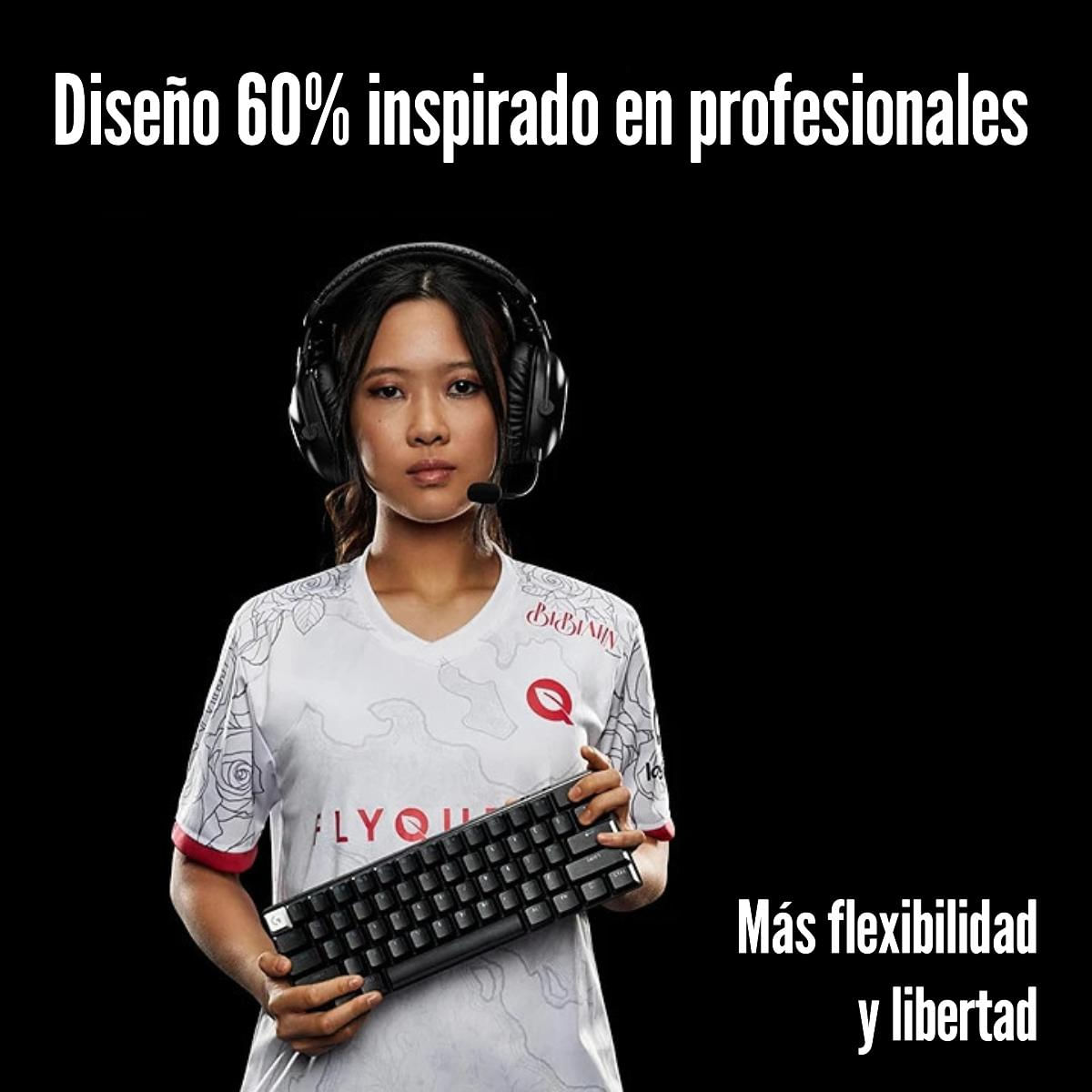 Imagen 2 del producto Teclado gamer inalámbrico Logitech G Pro X 60, bluetooth, mecánico, RGB lightsync, negro