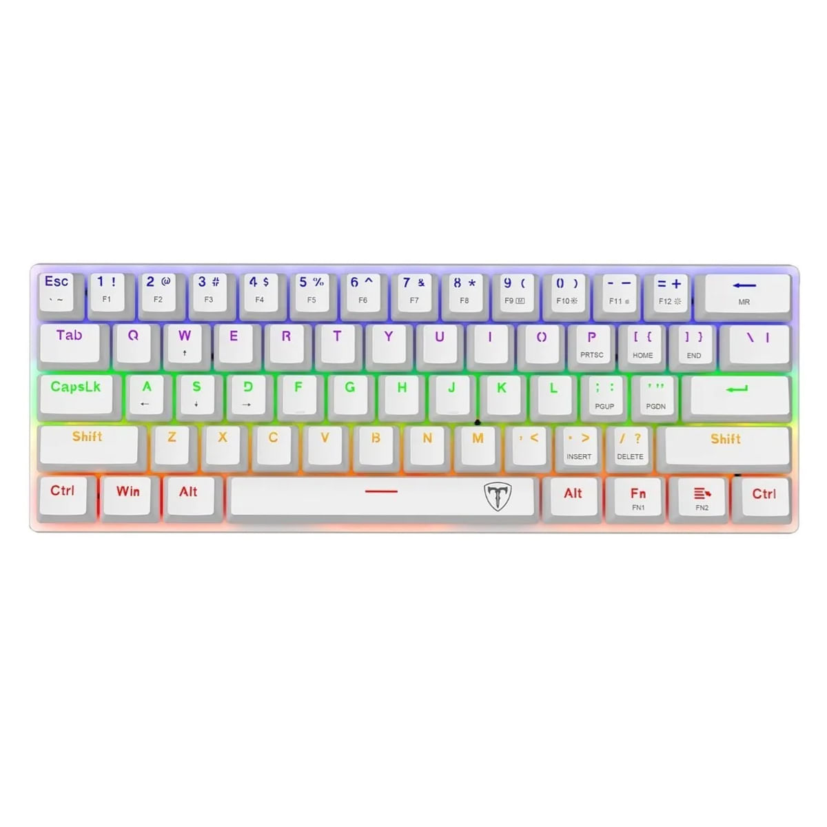 Teclado mecánico Gamer T-Dagger Rainbow 60%, Switch Brown, retroiluminado, USB-C, blanco