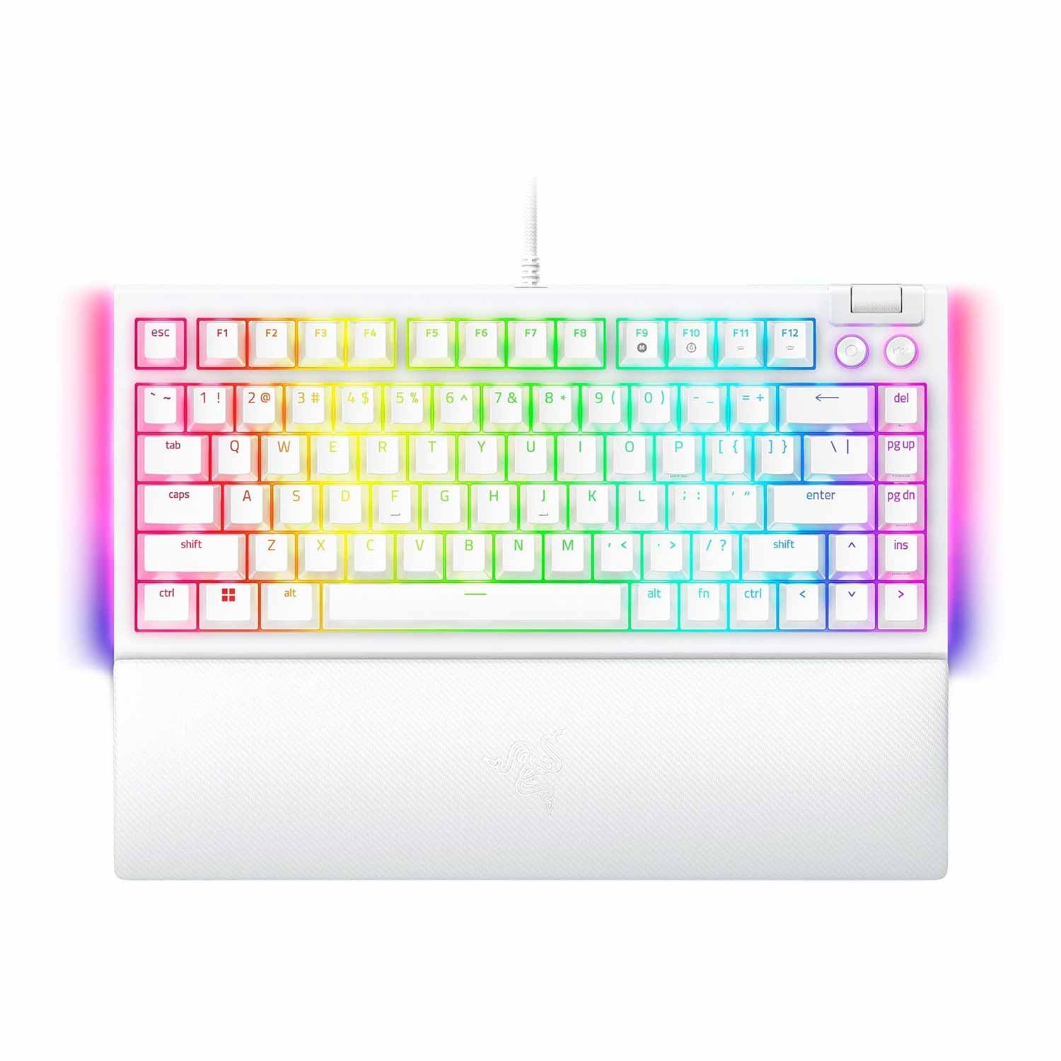 Imagen 1 del producto Teclado gamer alámbrico Razer BlackWidow V4, conexión USB, 75% mecánico, idioma inglés, Chroma RGB, Orange Switch, blanco