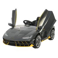Carro a batería deportivo Centenary licenciado, con control remoto, luces LED, negro