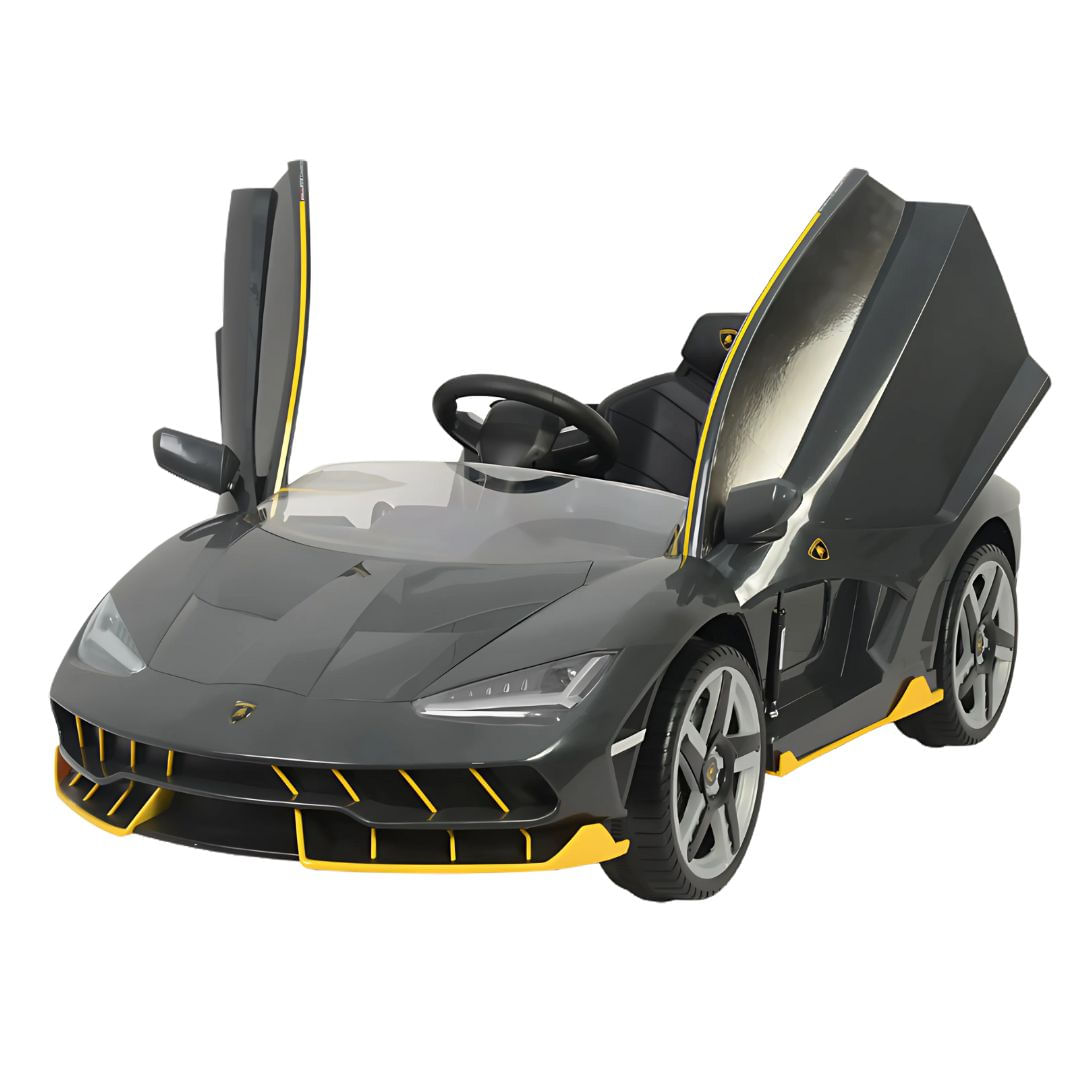 Carro a batería deportivo Centenary licenciado, con control remoto, luces LED, negro