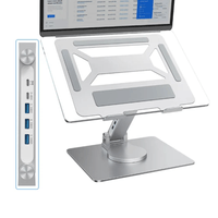 Soporte multifuncional para laptop 17"" Vilbon, giro 360°, 5 puertos USB, plata