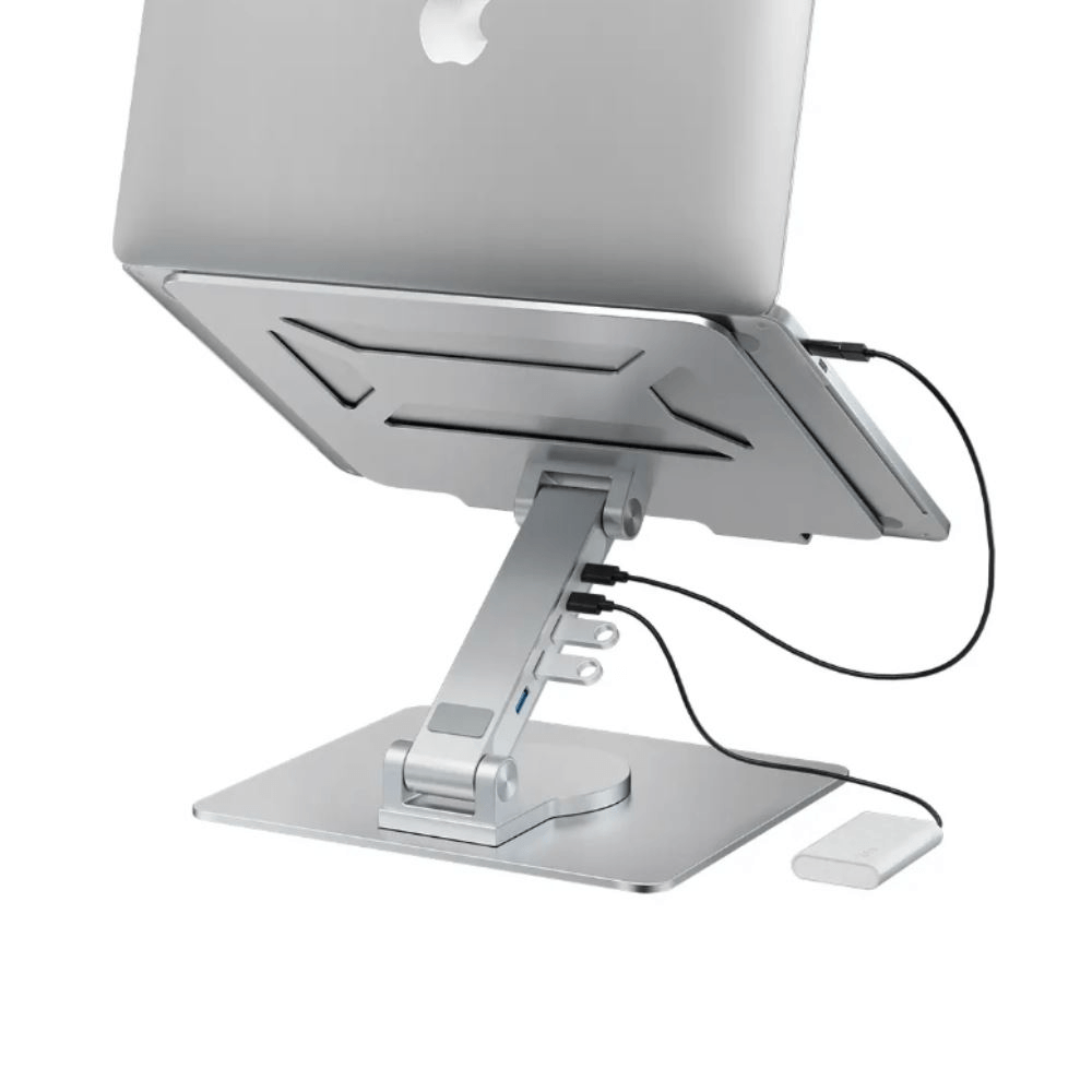 Imagen 2 del producto Soporte multifuncional para laptop 17"" Vilbon, giro 360°, 5 puertos USB, plata