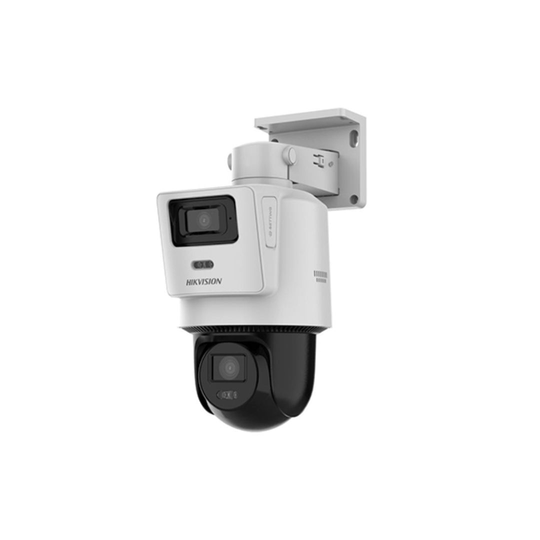 Imagen 2 del producto Cámara PT IP Hikvision TandemVu DS-2SE2C400MWG-E/14, 2MP+2MP, audio bidireccional, PoE, IP66, blanco