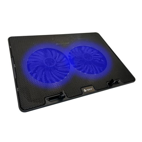 Cooler para laptop Teros hasta 15.6", 2 puertos USB, 2 ventiladores, 5 niveles de altura, luz led azul, negro
