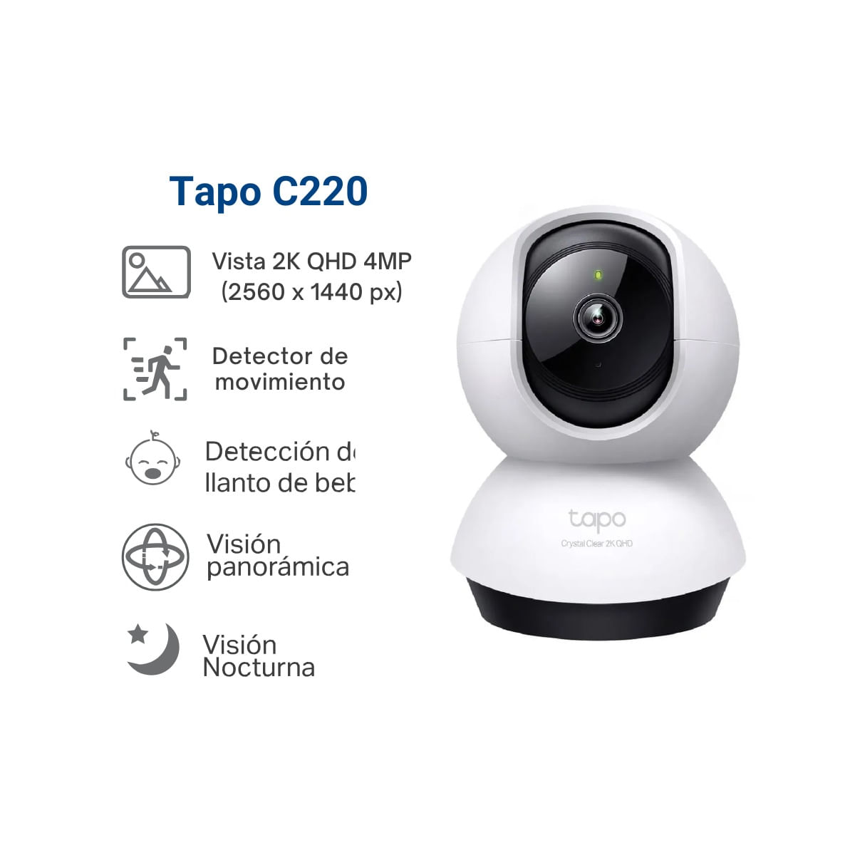 Imagen 2 del producto Cámara de seguridad Wifi TP-Link Tapo C220 2K + Micro SD 128GB, visión 360° y alarma, blanco