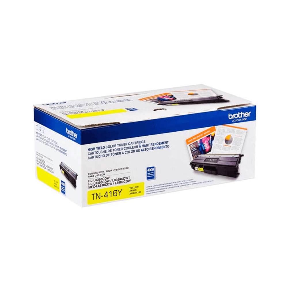 Imagen 1 del producto Tóner Brother TN-416Y, compatible con MFC-L8900CDW, HL-L8260, HL-L8360, rinde 6500 páginas, amarillo