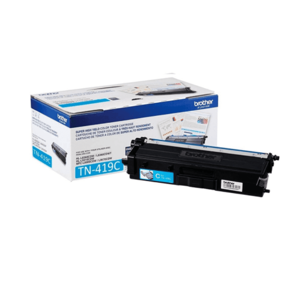 Tóner Brother TN-419C, compatible con L8360CDW, L8610CDW, rinde 9000 páginas, cyan
