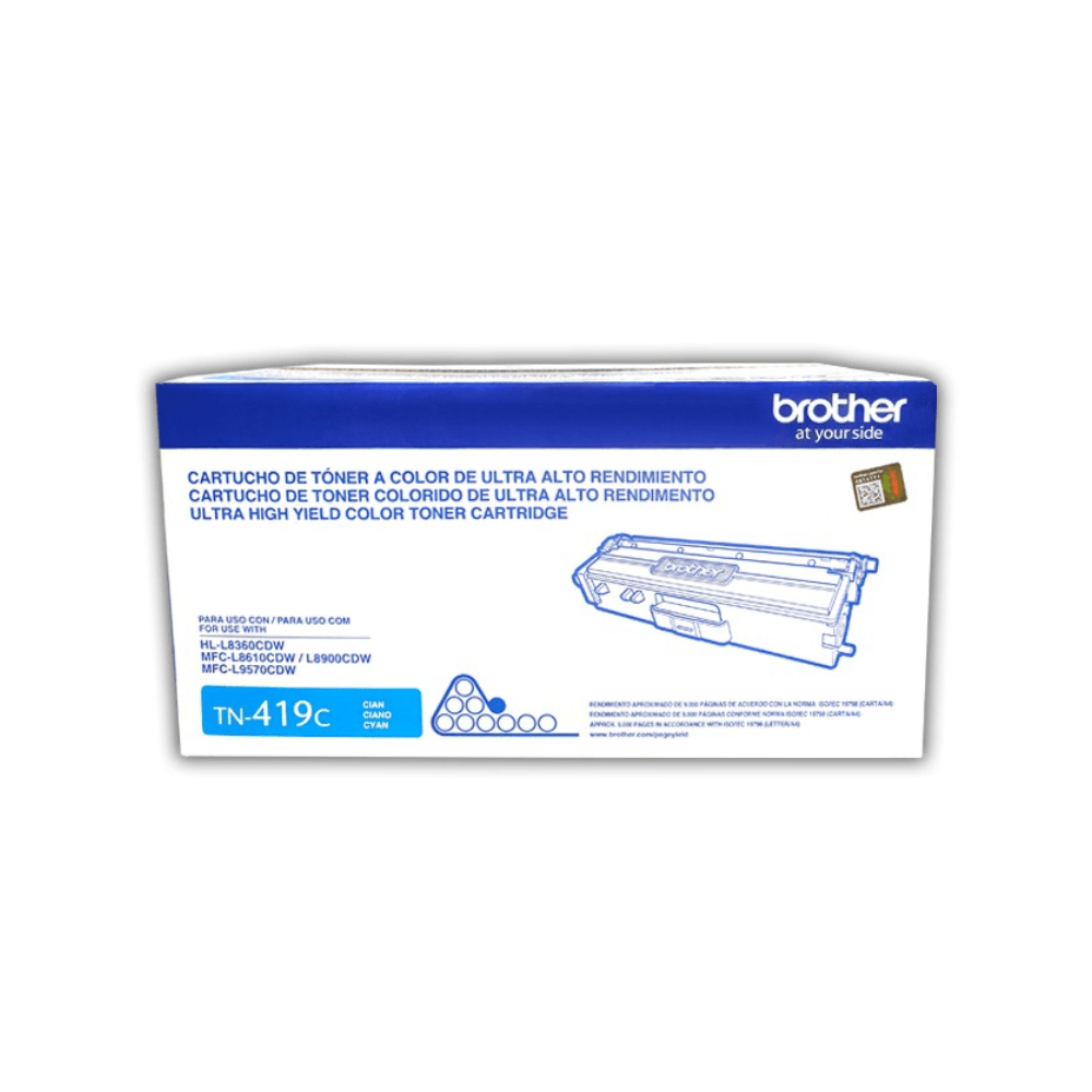Imagen 2 del producto Tóner Brother TN-419C, compatible con L8360CDW, L8610CDW, rinde 9000 páginas, cyan