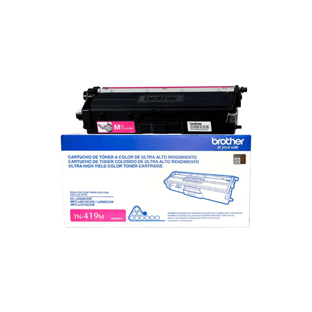 Tóner Brother TN-419M, compatible con L8360CDW, L8610CDW, rinde 9000 páginas, magenta