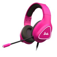 Audífonos gamer Krom Barbie Khali conexión usb/3.5mm, LED blanco, omnidireccional, multiplataforma, rosado