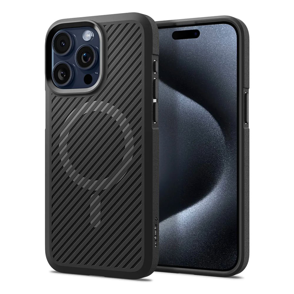 Case para iPhone 15 Pro Core Armor MagFit, color negro mate, diseño delgado, protección resistente.